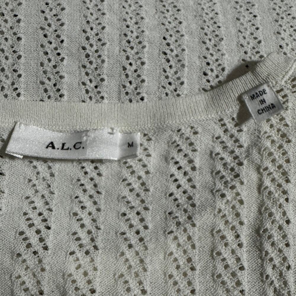 A.L.C. Cream Layered Knit Top Set Sheer Short Sleeve Sweater + Cami Size Medium - Picture 6 of 7
